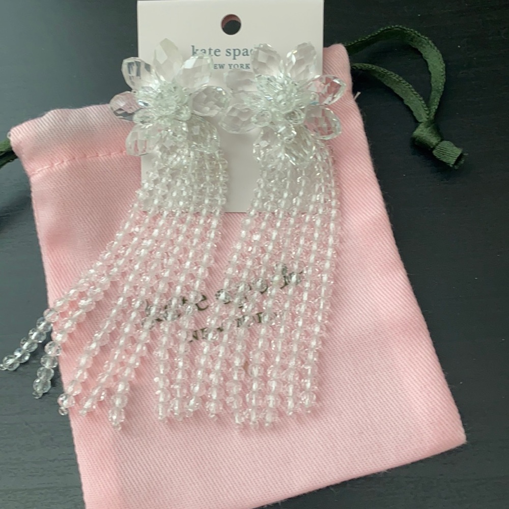 🆕 Kate Spade ♠️ Flower Clear Earrings Chandelier